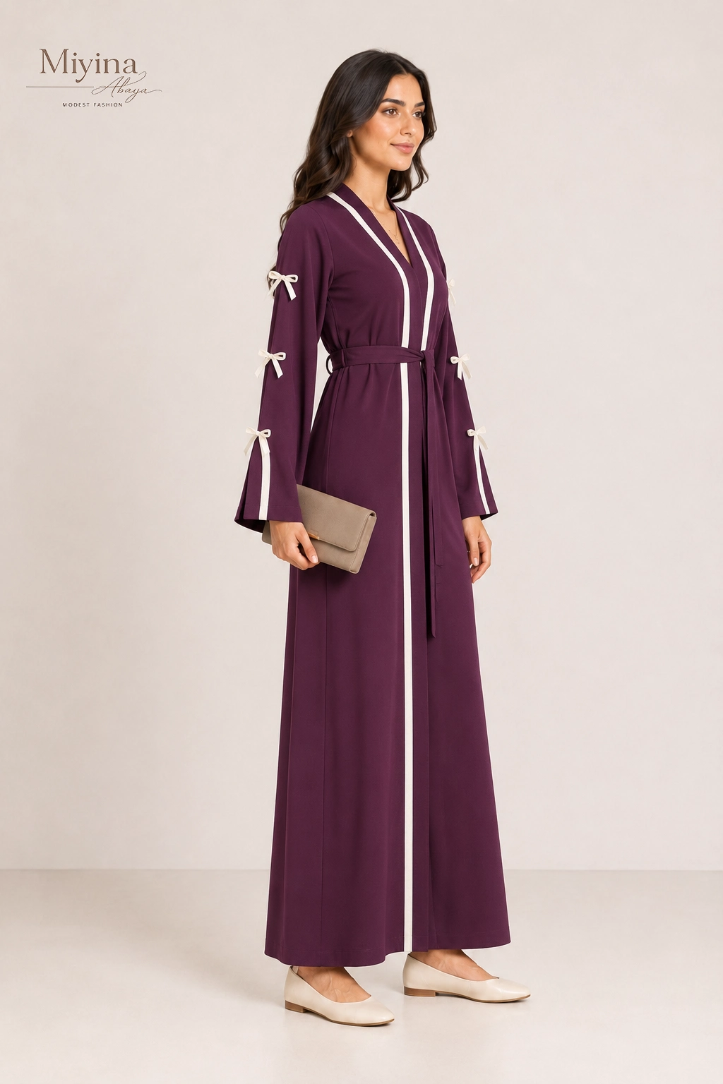 Bow Sleeve Abaya Dress1