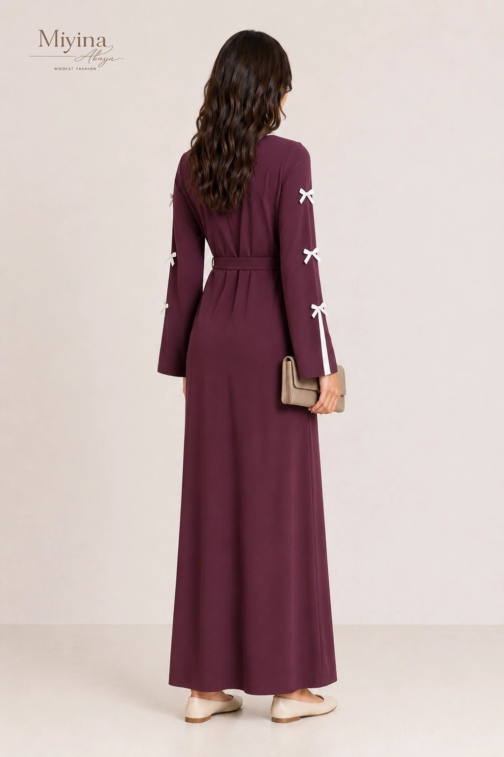 Bow Sleeve Abaya Dress2