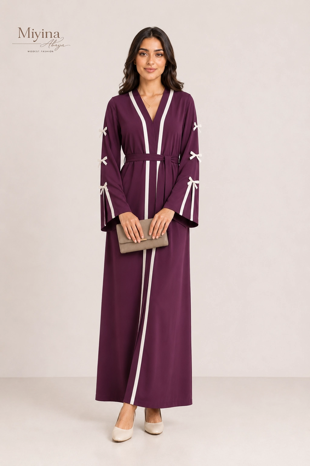Bow Sleeve Abaya Dress3