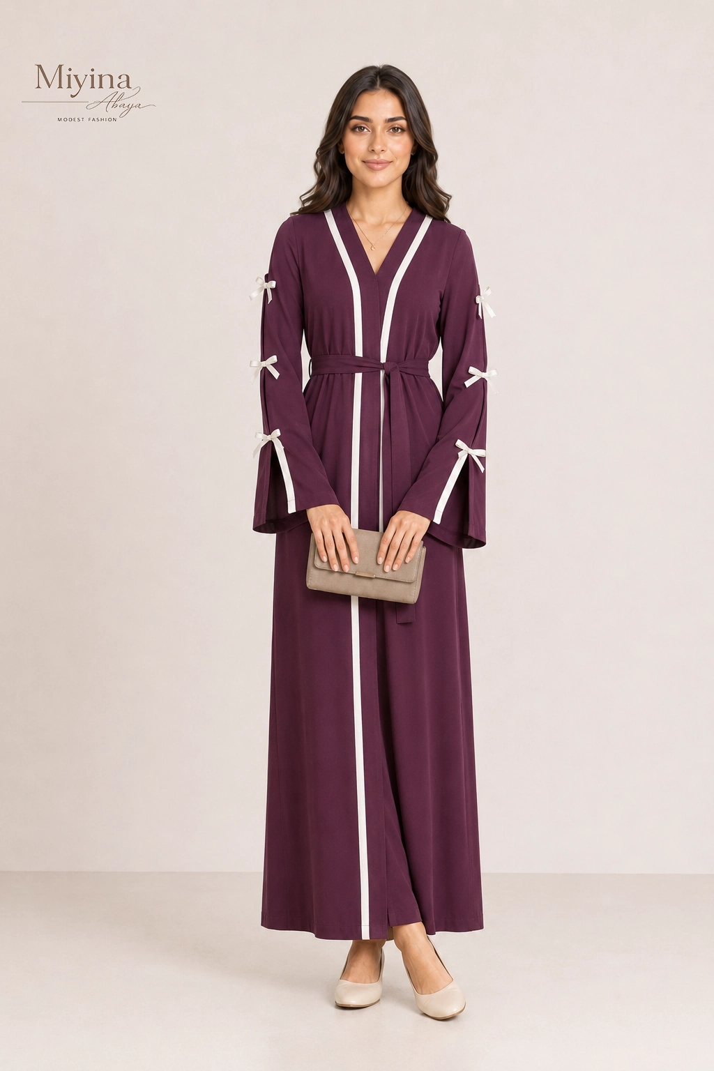 Bow Sleeve Abaya Dress4