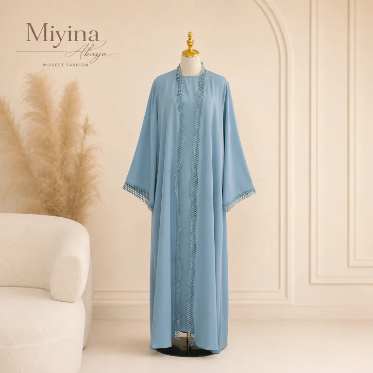 Flowing V-Neck Modest Cardigan with Lace Trim7
