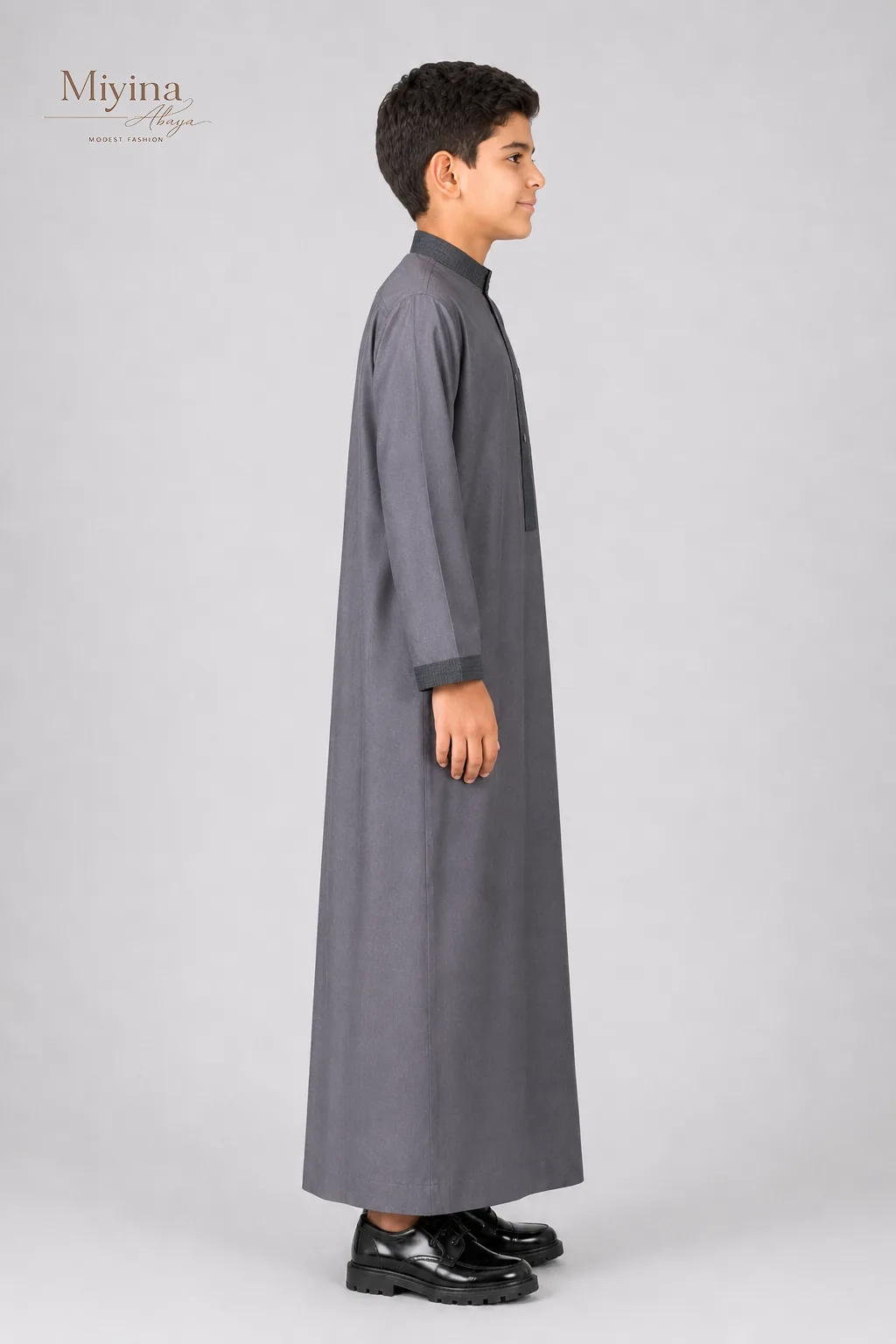 Miyina Bulk Buy Kids Thobe Gray Polyester 76% Viscose 24% Medium Fabric Weight 240 GSM Manufacturer-sku3