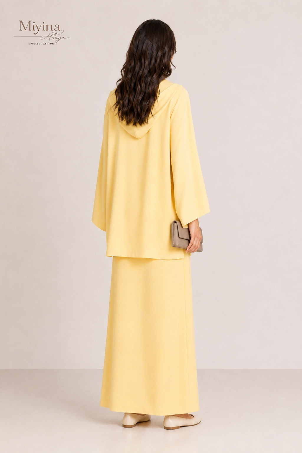 Miyina Bulk Buy Summer Skirt Sunset Yellow High-Waisted A-Line Design Structured Waistband Abaya Manufacturer