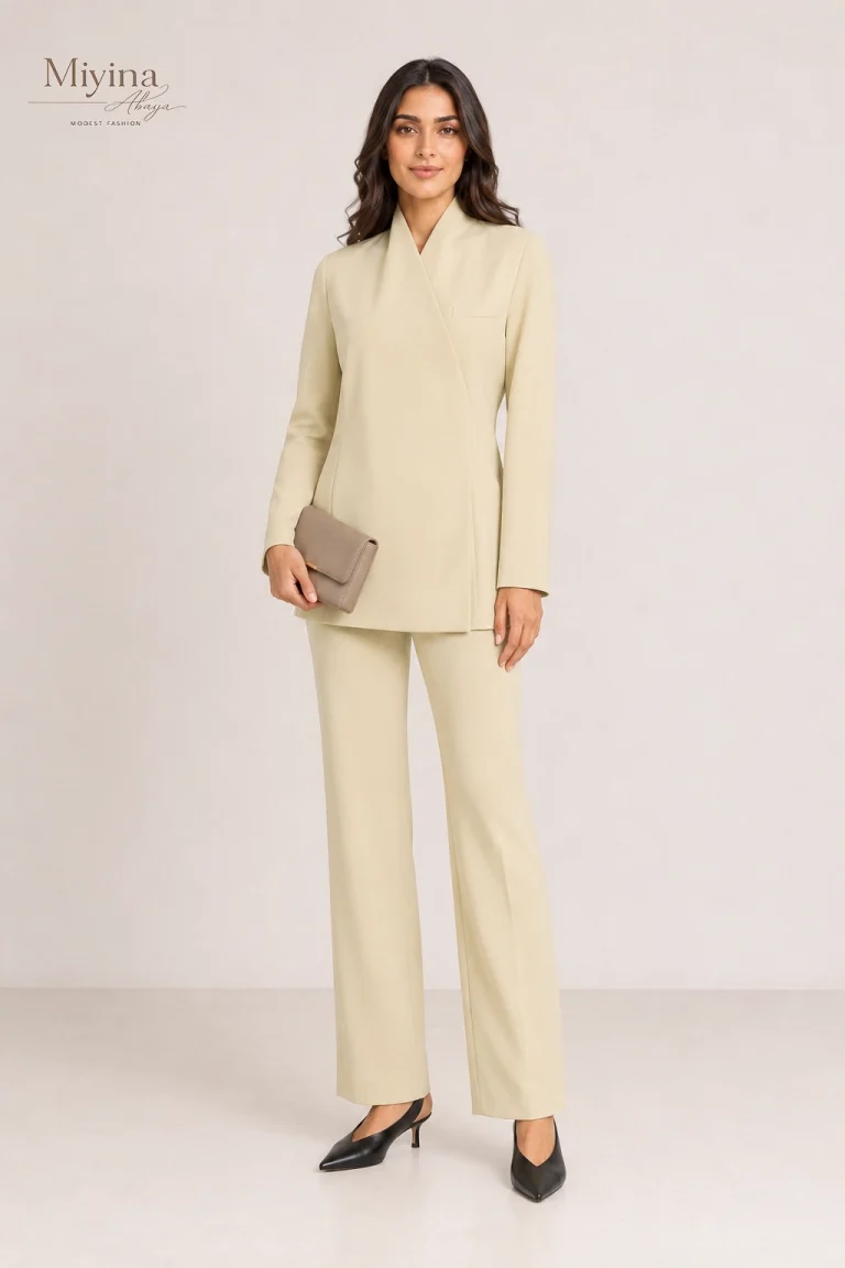 Miyina Bulk Buy Tailored Oversized Blazer Desert Clay Structured Wrap-Front Design Elongated Shape Abaya Manufacturer
