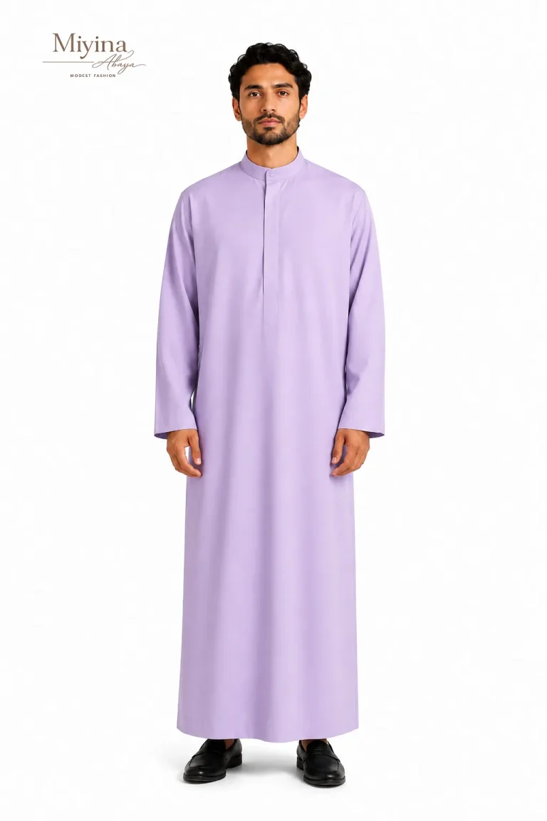 Miyina OEM/ODM BASIR Purple Thobe Soft Lavender-Purple Tone Clean Modern Silhouette Supplier