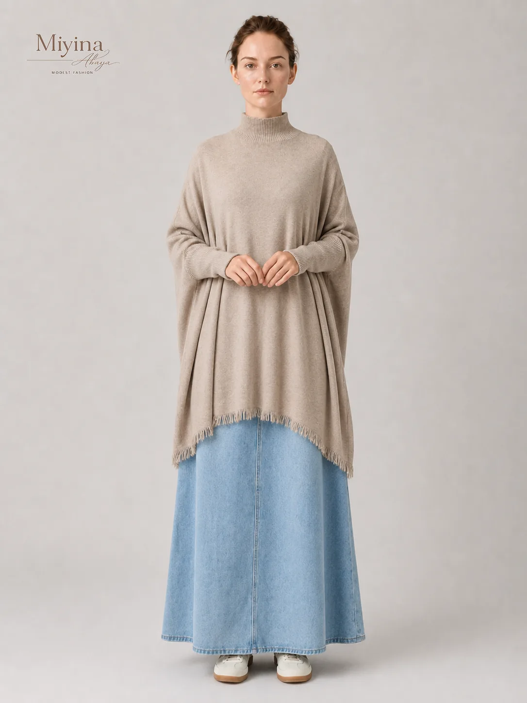 Miyina OEMODM Dreamy glow fringed knit sweater High neck Fringed details Woven knit fabric Supplier