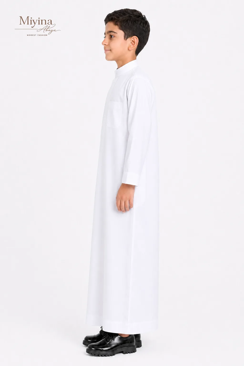 Miyina OEMODM Embroidered Kids Thobe White Durable Fabric Withstands Repeated Washing Maintaining Texture And Structure Supplier-sku2