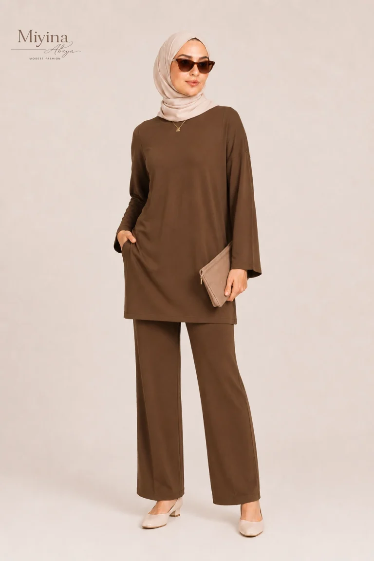 Miyina OEMODM Essential Straight Swim Legging Dark Terra Manufacturer Custom Relaxed Fit Convenient Loops Stretchy Fabric Islamic Manufacturer