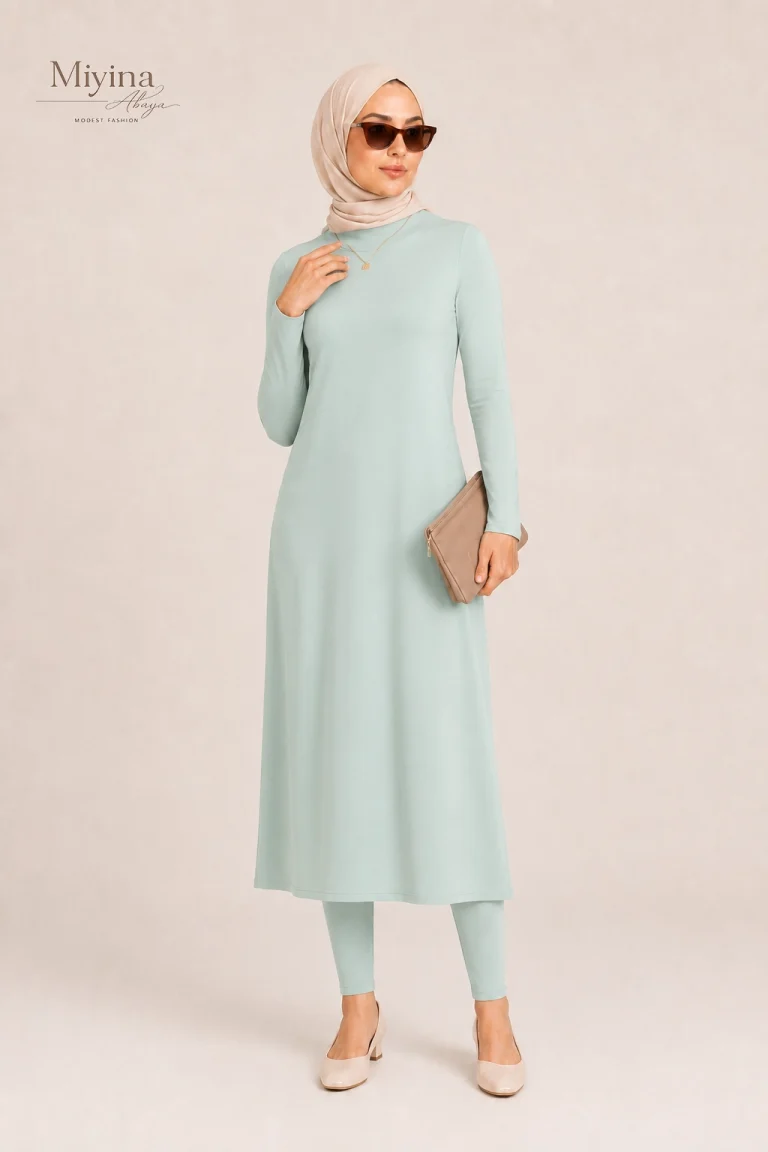 Miyina OEMODM Essential Swim Dress Aqua Gray Manufacturer Custom Lightweight Quick-Drying Materials Zipper Closure Islamic Manufacturer