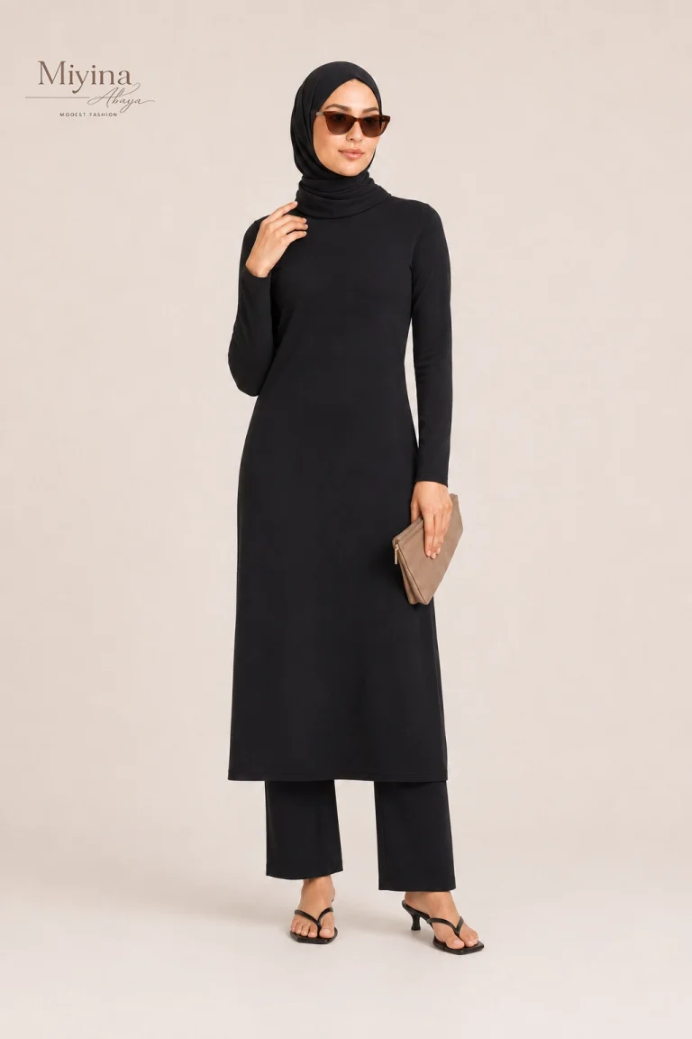 Miyina OEMODM Essential Swim Dress Black Manufacturer Custom Lightweight Quick-Drying Materials Zipper Closure Islamic Manufacturer