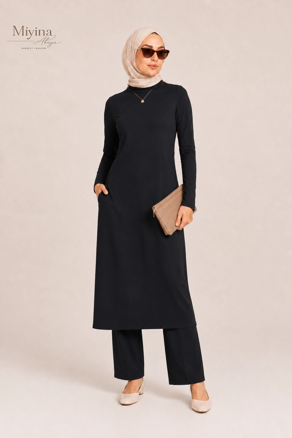 Miyina OEMODM Essential Swim Dress Black Manufacturer Custom Lightweight Quick-Drying Materials Zipper Closure Islamic Manufacturer