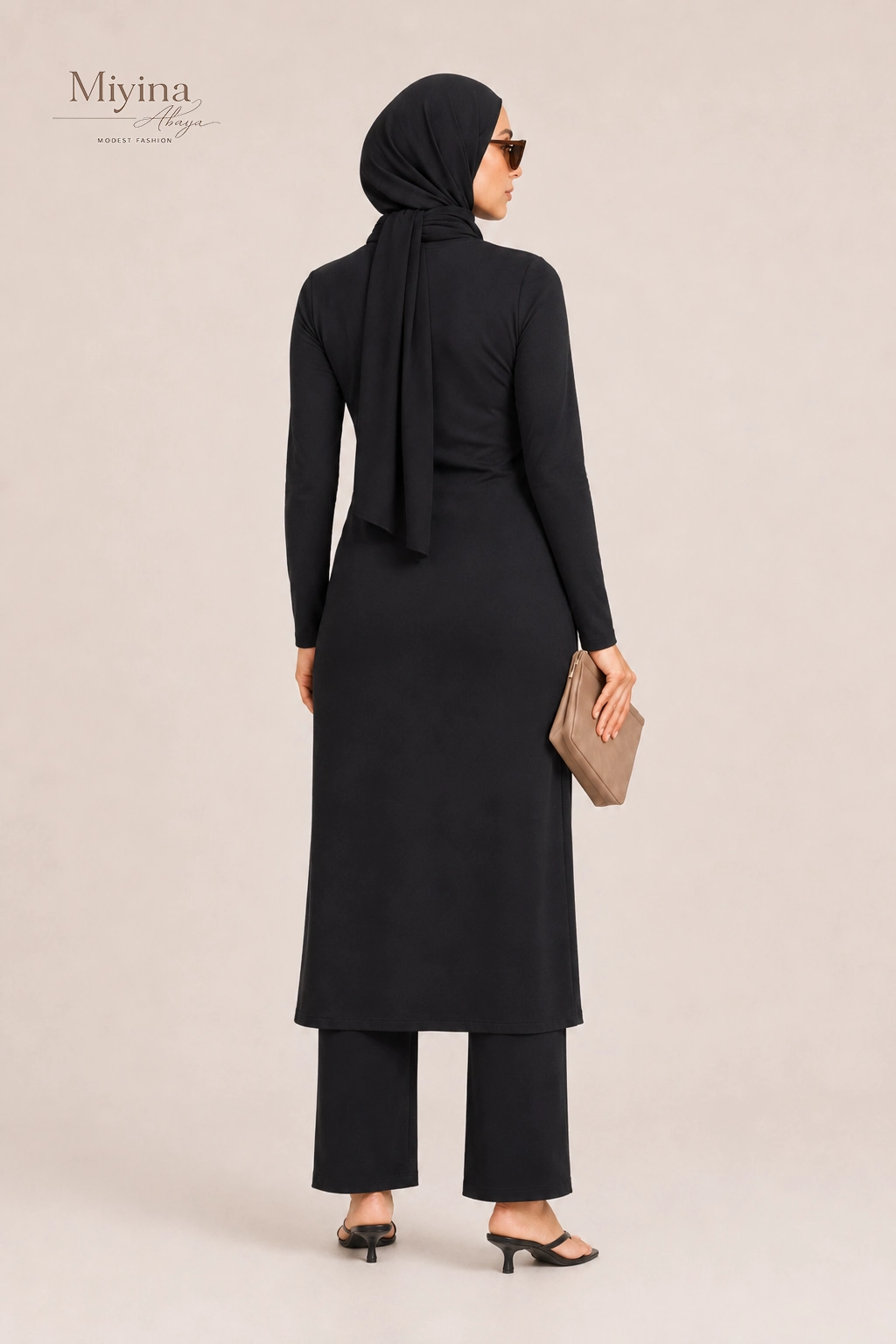 Miyina OEMODM Essential Swim Dress Black Manufacturer Custom Lightweight Quick-Drying Materials Zipper Closure Islamic Manufacturer