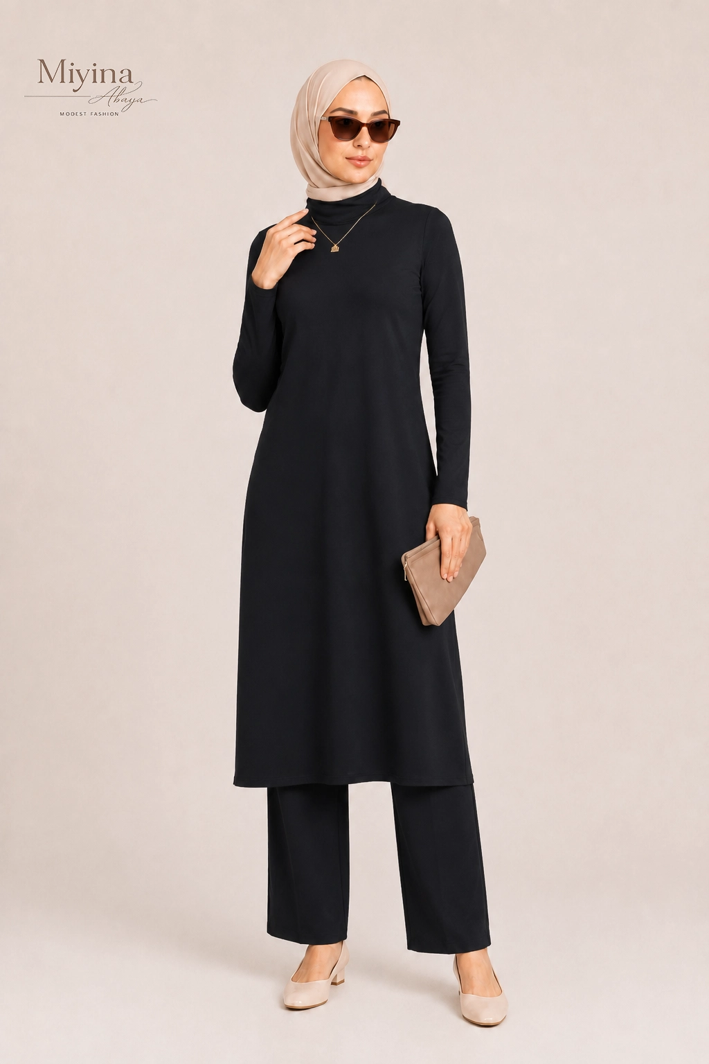 Miyina OEMODM Essential Swim Dress Black Manufacturer Custom Lightweight Quick-Drying Materials Zipper Closure Islamic Manufacturer