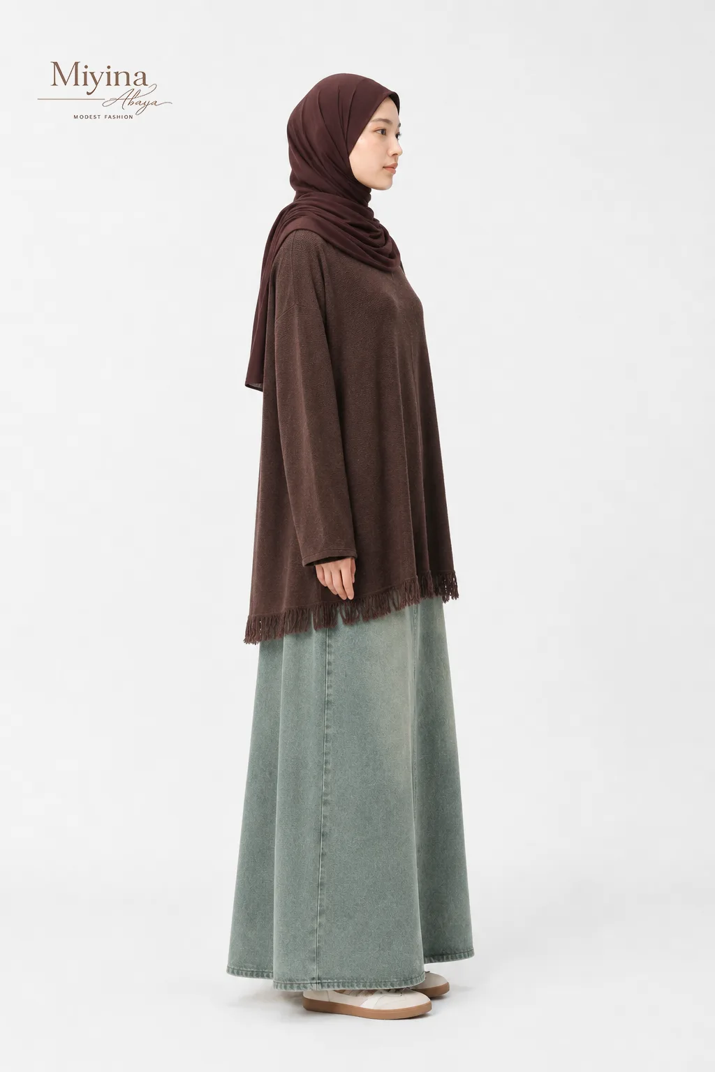 Miyina OEMODM Icy Mist Fringed Woven Knit Sweater Round Neck Fringed Details Woven Knit Material Supplier