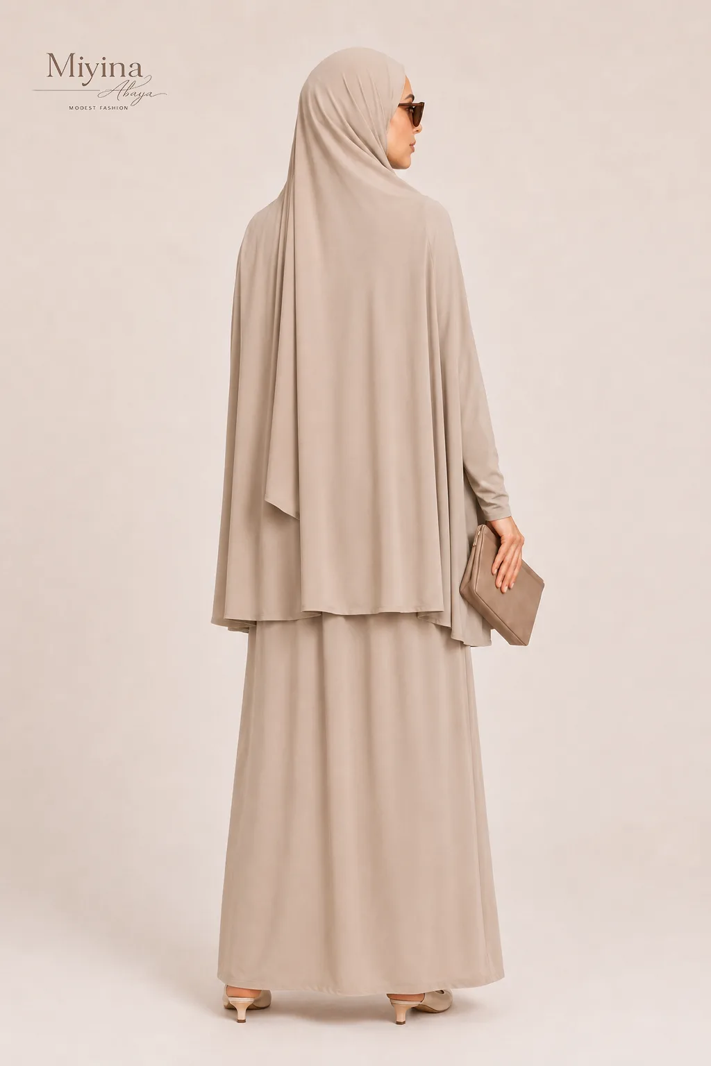Miyina OEMODM Jersey Khimar with Skirt Prayer Abaya Set Sand Dune Manufacturer Custom Soft Breathable Jersey Islamic Manufacturer