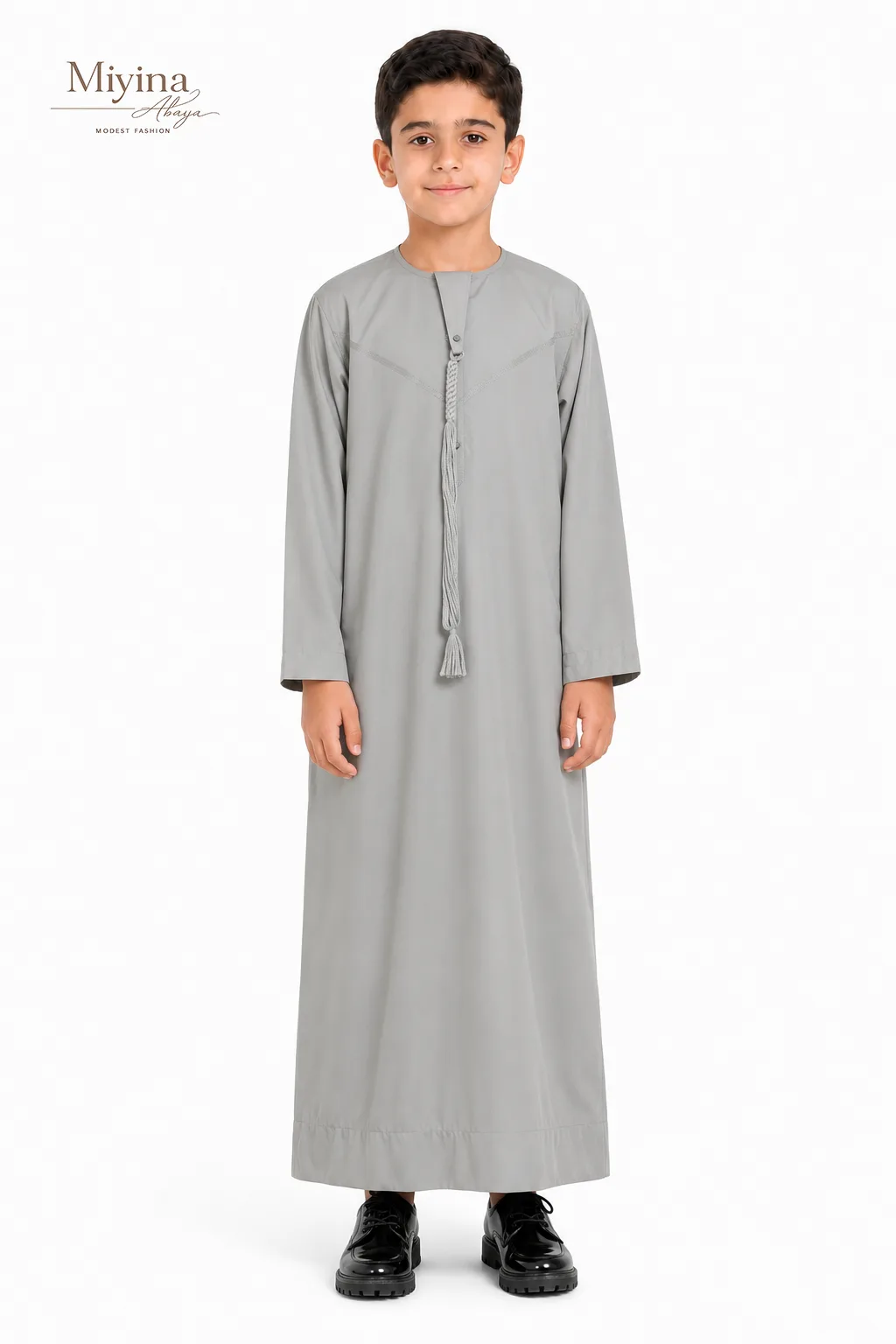 Miyina OEMODM Junior Boys Premium Emirati Thobe - Khaki Grey Supplier-sku1