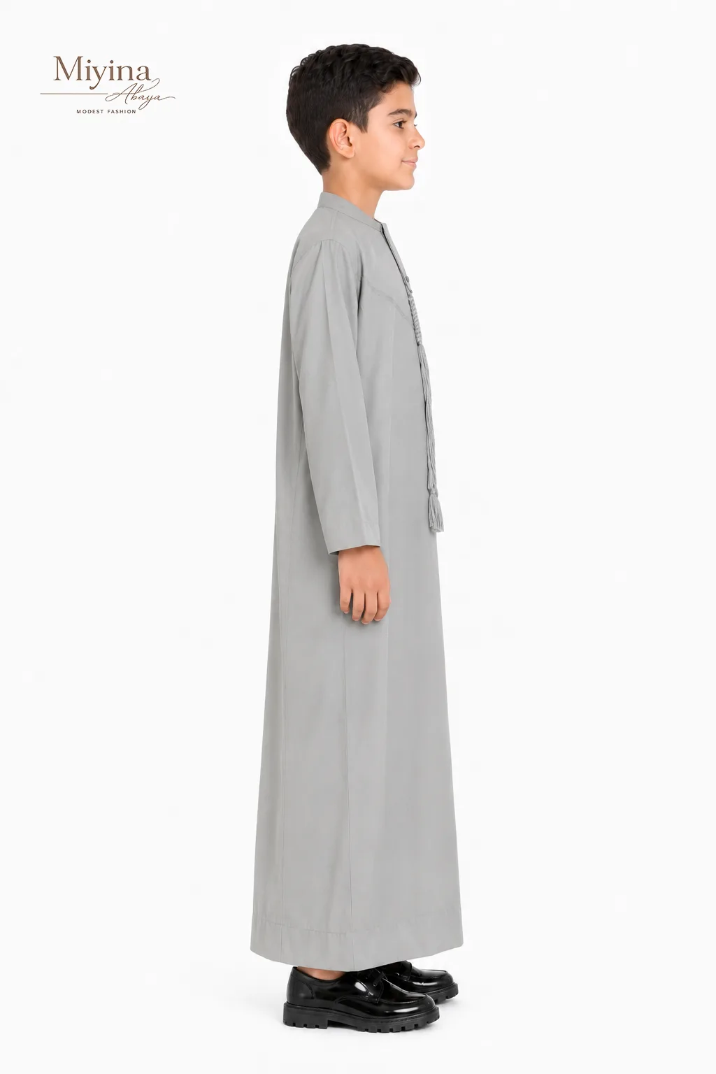 Miyina OEMODM Junior Boys Premium Emirati Thobe - Khaki Grey Supplier-sku4