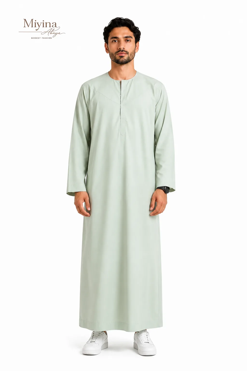 Miyina OEMODM Omani Thobe Qamees Water Green Nice Fabric Tetron Effect Full-length sleeves Supplier sku1