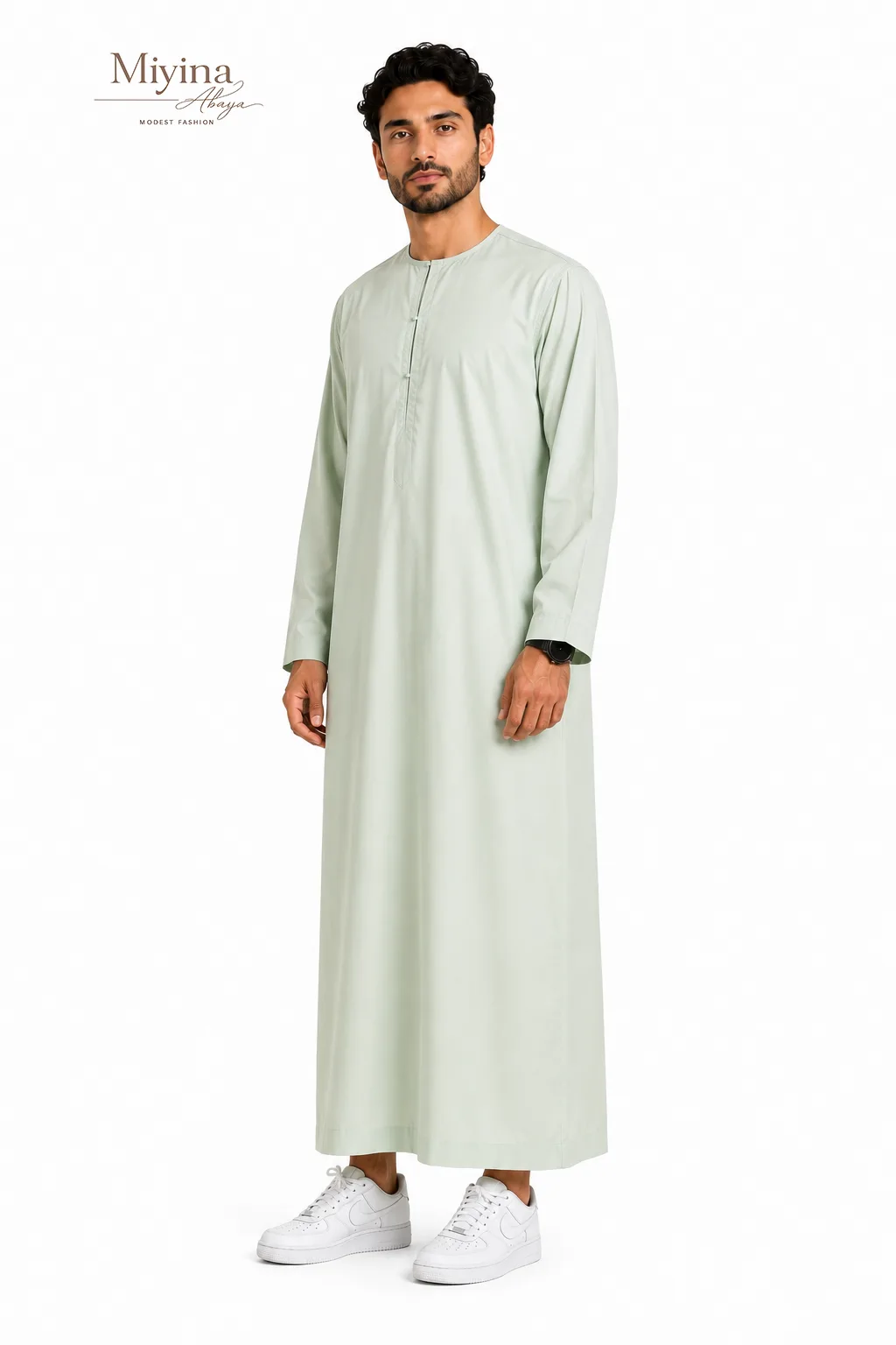 Miyina OEMODM Omani Thobe Qamees Water Green Nice Fabric Tetron Effect Full-length sleeves Supplier sku2