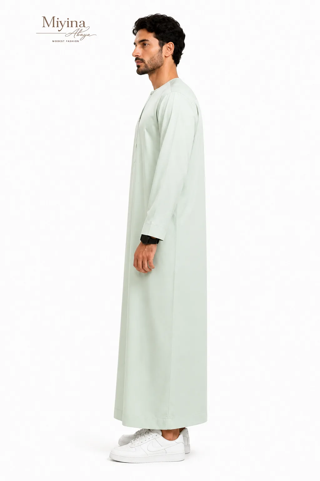 Miyina OEMODM Omani Thobe Qamees Water Green Nice Fabric Tetron Effect Full-length sleeves Supplier sku3