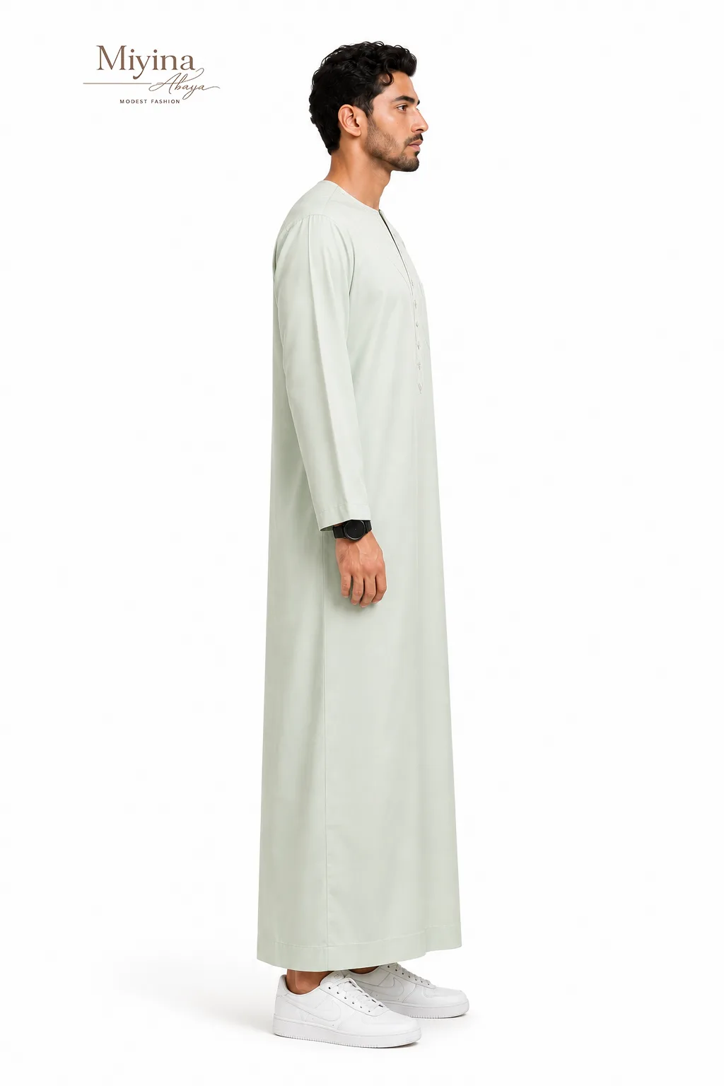 Miyina OEMODM Omani Thobe Qamees Water Green Nice Fabric Tetron Effect Full-length sleeves Supplier sku5