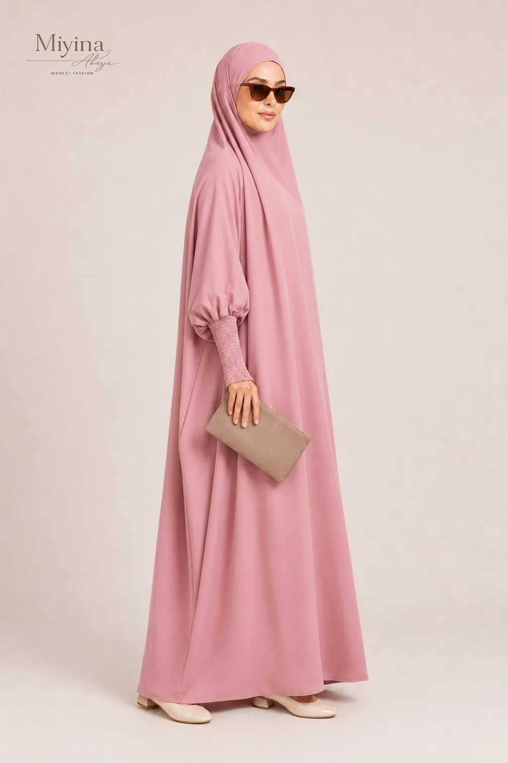 Miyina OEMODM One Piece Full Length Jilbab Prayer Abaya Blush Manufacturer Custom Nidha Fabric Lightweight Soft Islamic Manufacturer-2