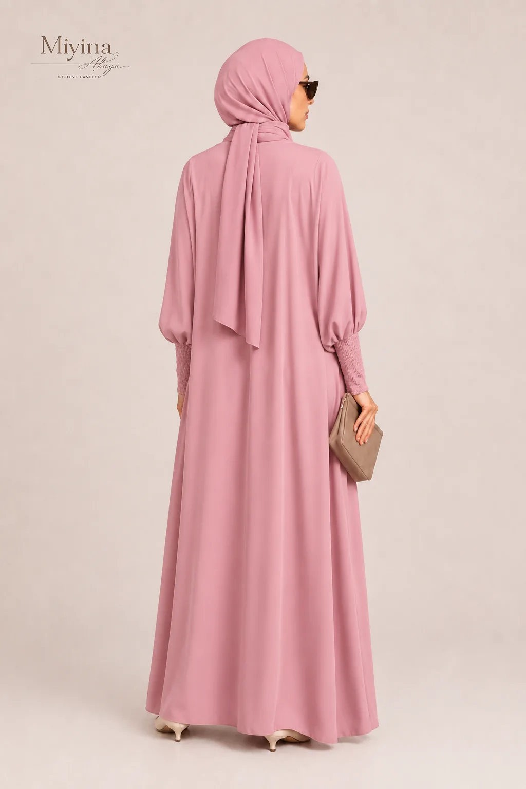 Miyina OEMODM One Piece Full Length Jilbab Prayer Abaya Blush Manufacturer Custom Nidha Fabric Lightweight Soft Islamic Manufacturer-3