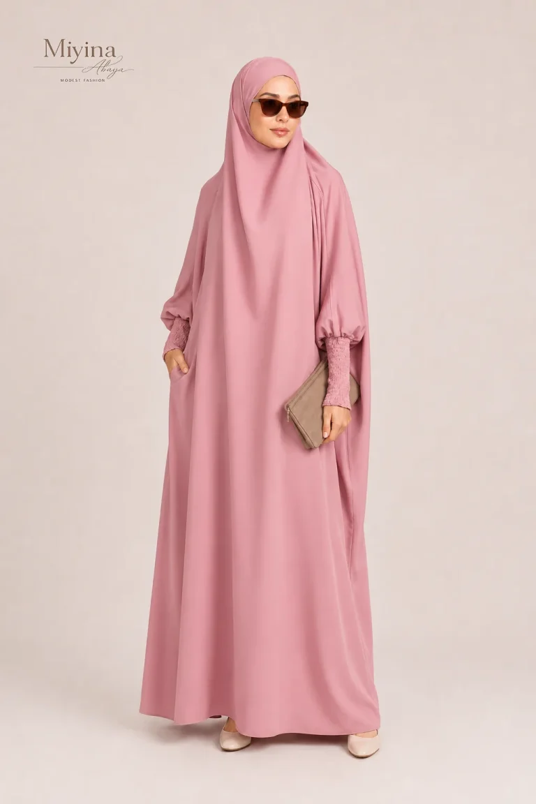 Miyina OEMODM One Piece Full Length Jilbab Prayer Abaya Blush Manufacturer Custom Nidha Fabric Lightweight Soft Islamic Manufacturer-4