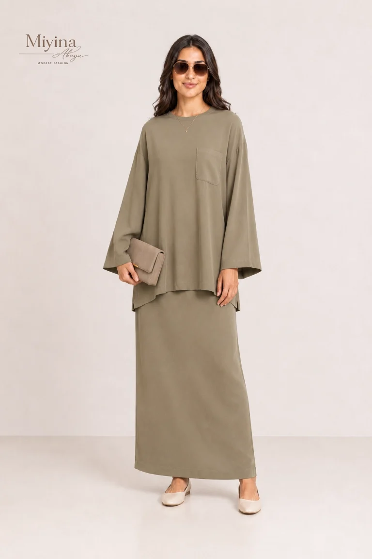 Miyina OEMODM Soft Woven Tailored Skirt Desert Brown Manufacturer Custom Flowy Full-Length Cut Elastic Waistband Islamic Manufacturer