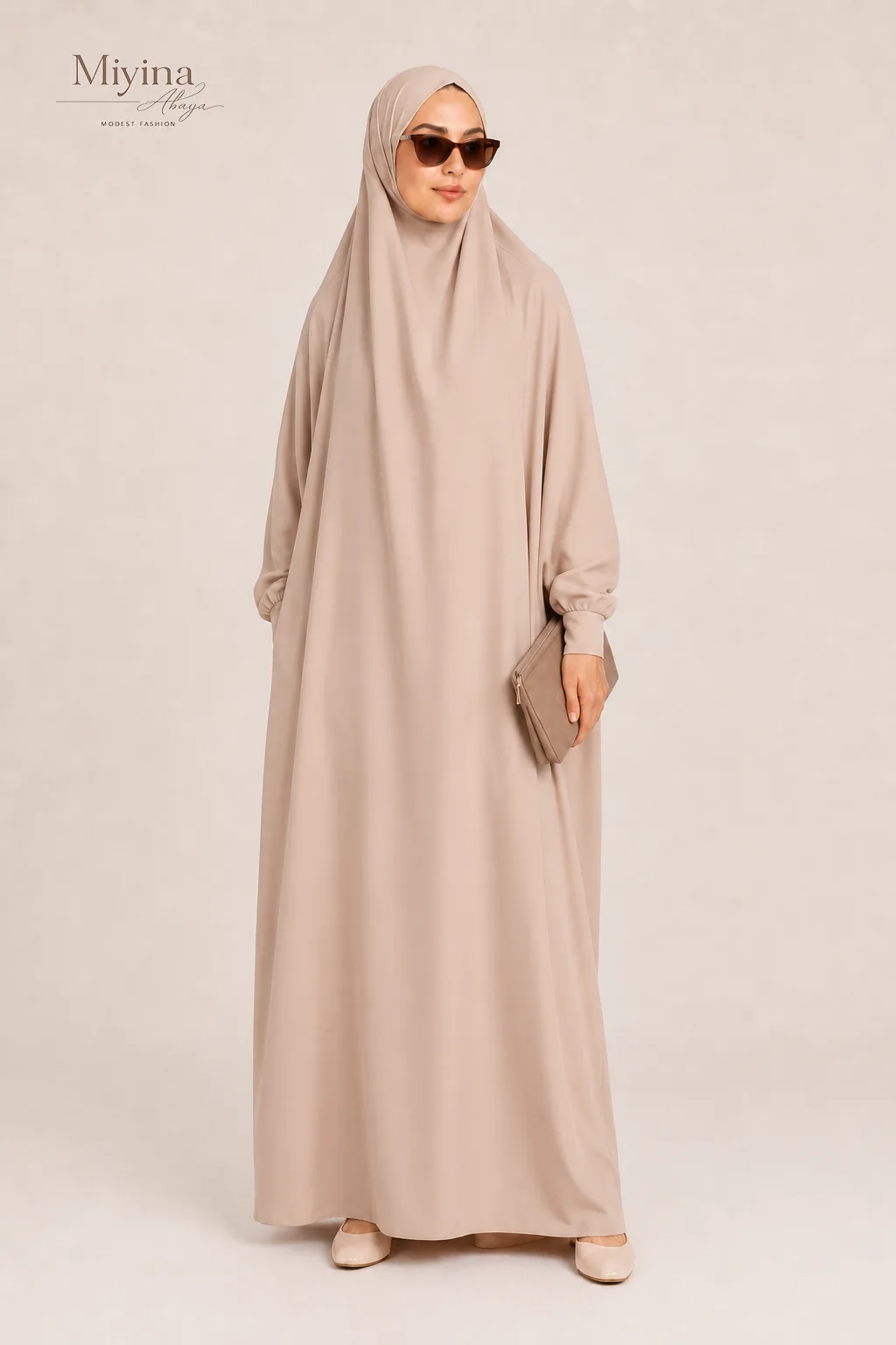 Miyina OEMODM one-piece-full-length-jilbab-prayer-abaya-zipped-cuff-natural Islamic Manufacturer