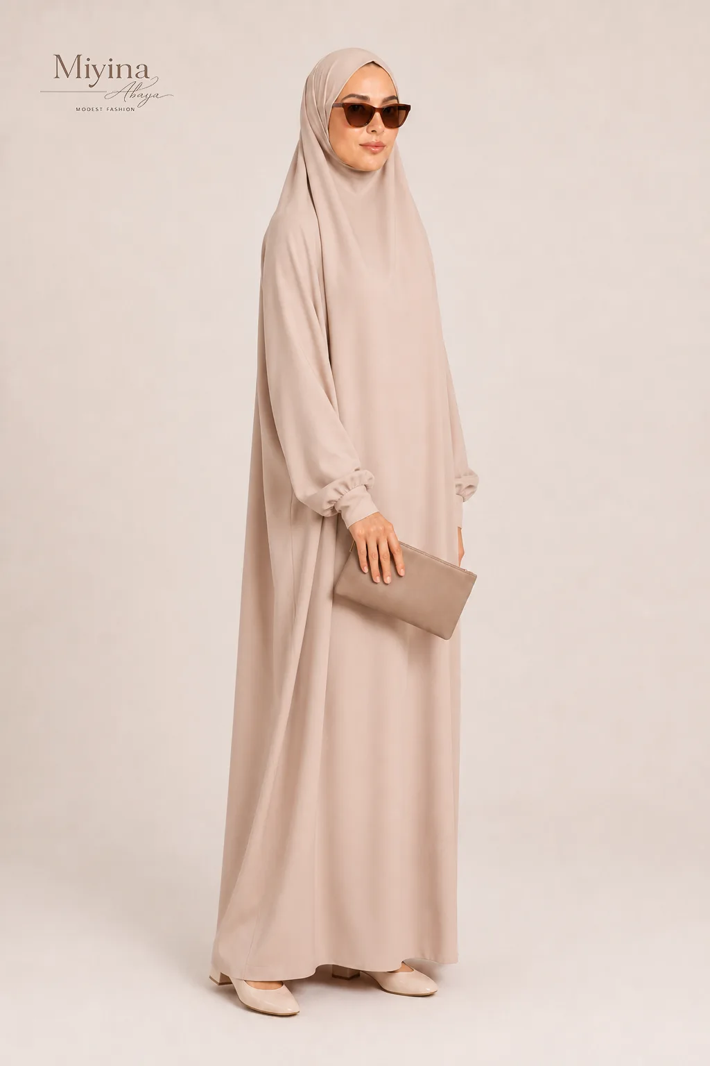 Miyina OEMODM one-piece-full-length-jilbab-prayer-abaya-zipped-cuff-natural Islamic Manufacturer-2