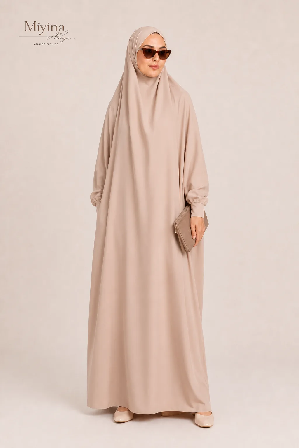 Miyina OEMODM one-piece-full-length-jilbab-prayer-abaya-zipped-cuff-natural Islamic Manufacturer