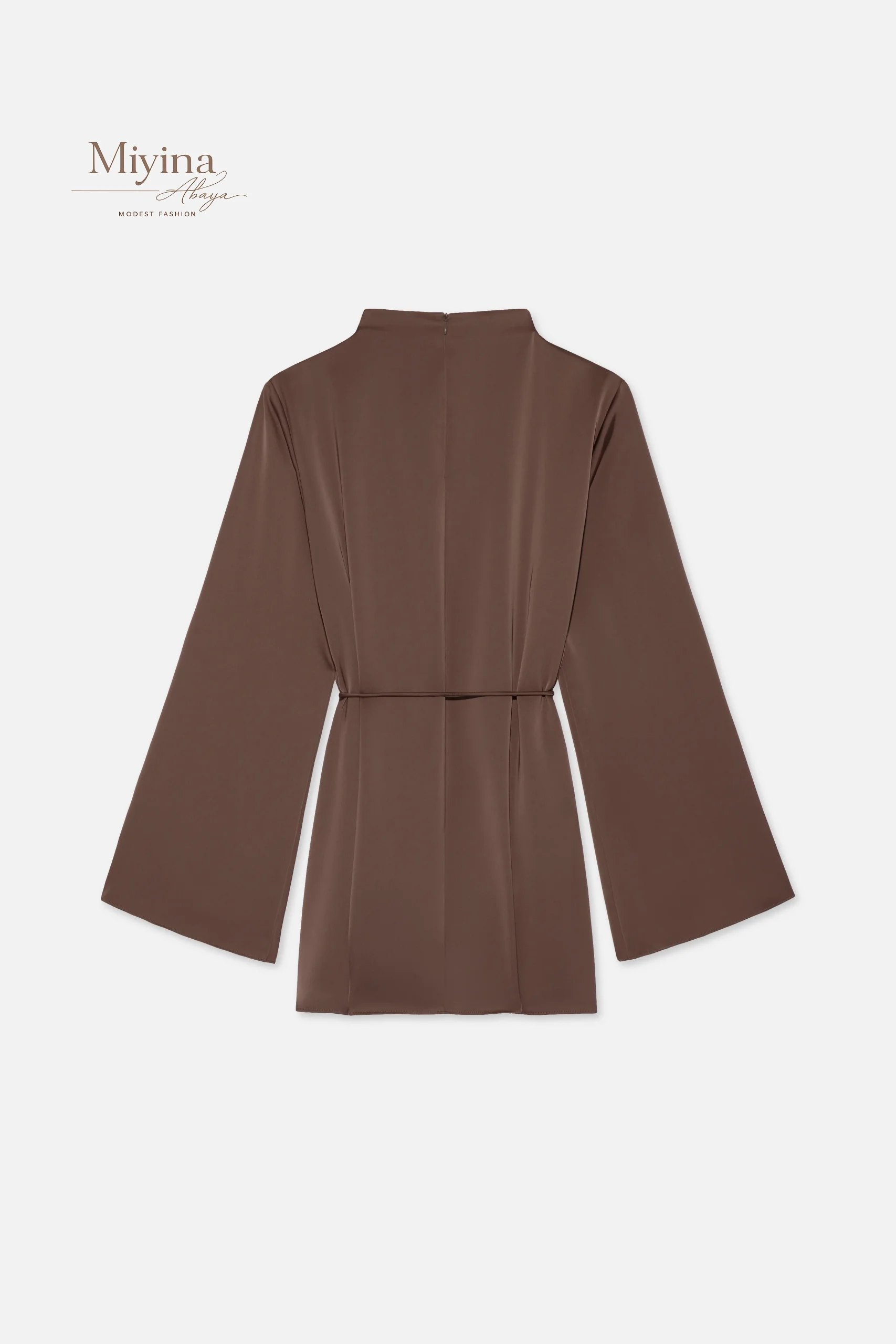 Miyina Wholesale Asymmetric Pleat Blouse Ash Brown Custom Versatile Piece With Presence Muslim Manufacturer