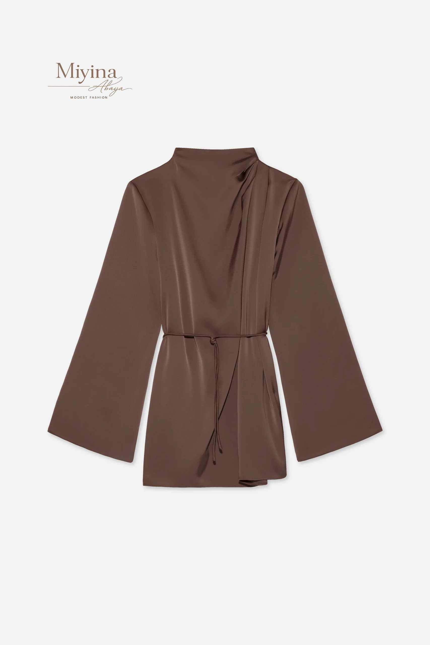 Miyina Wholesale Asymmetric Pleat Blouse Ash Brown Custom Versatile Piece With Presence Muslim Manufacturer