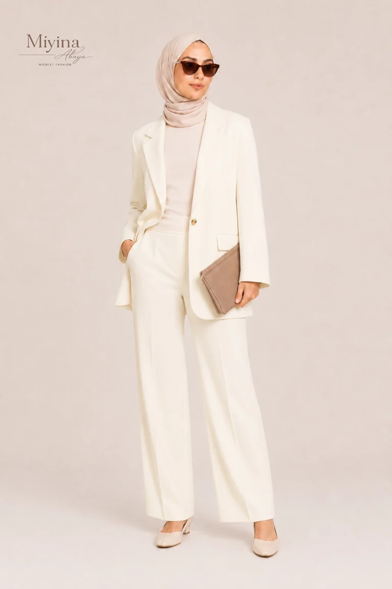 Miyina Wholesale Box Fit Blazer Off White Custom Structured Silhouette Relaxed Fit Muslim Manufacturer