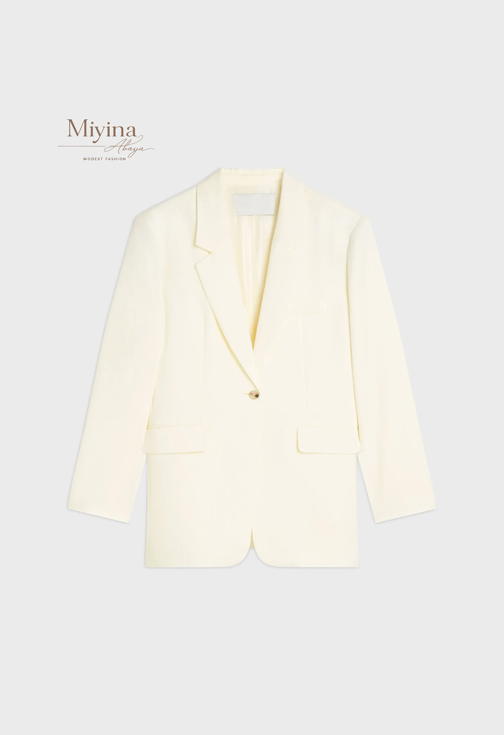 Miyina Wholesale Box Fit Blazer Off White Custom Structured Silhouette Relaxed Fit Muslim Manufacturer