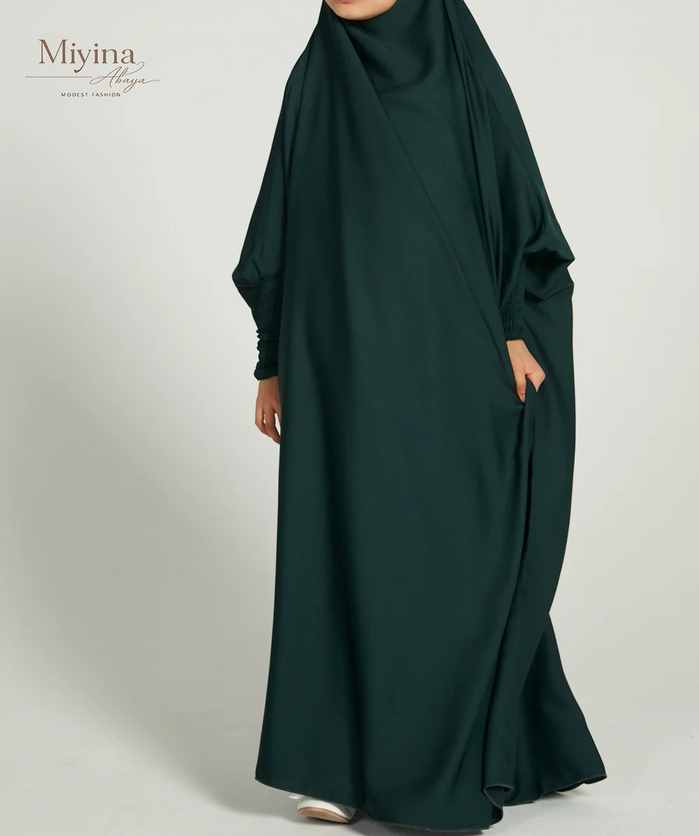 Miyina Wholesale Forest Green Junior Girls One-Piece Jilbab OEMODM Prayer Abaya Manufacturer Low MOQ-sku2