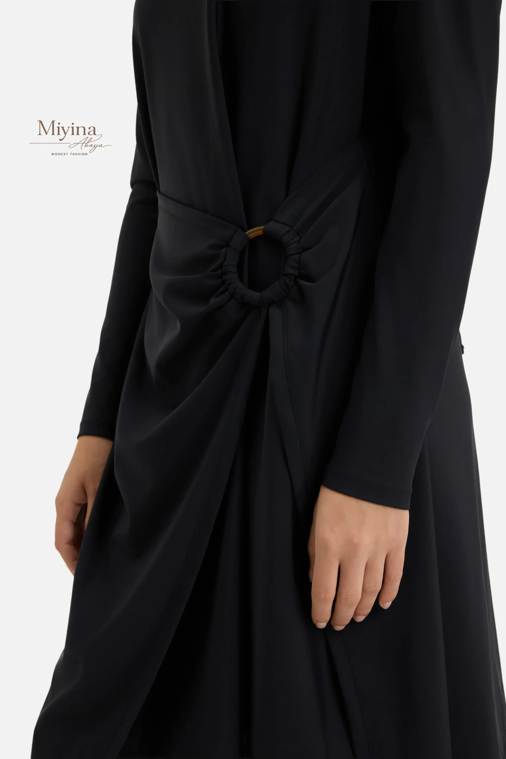 Miyina Wholesale Gathered Swim Dress Black Custom Voluminous Silhouette Muslim Manufacturer