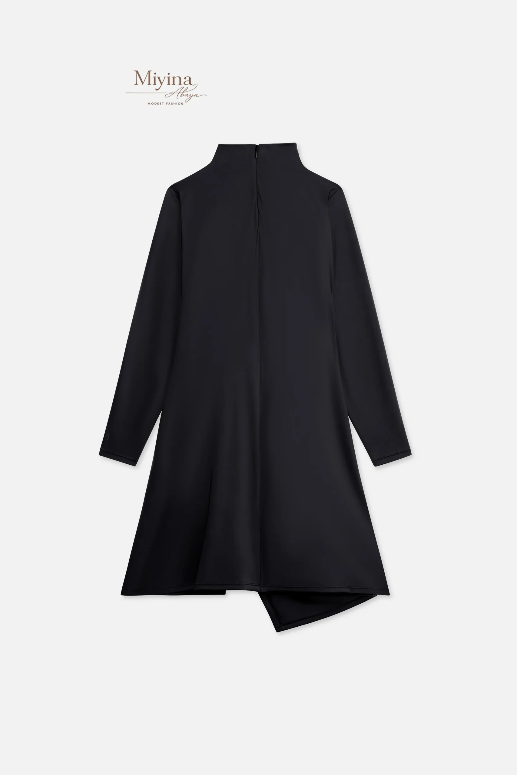 Miyina Wholesale Gathered Swim Dress Black Custom Voluminous Silhouette Muslim Manufacturer