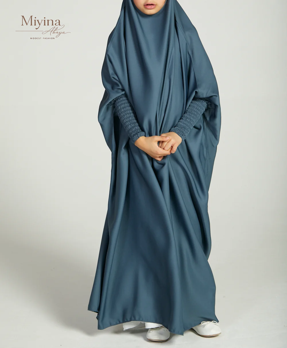Miyina Wholesale Girls French Blue One-Piece Jilbab OEMODM Children Modest Wear Manufacturer Low MOQ-sku4