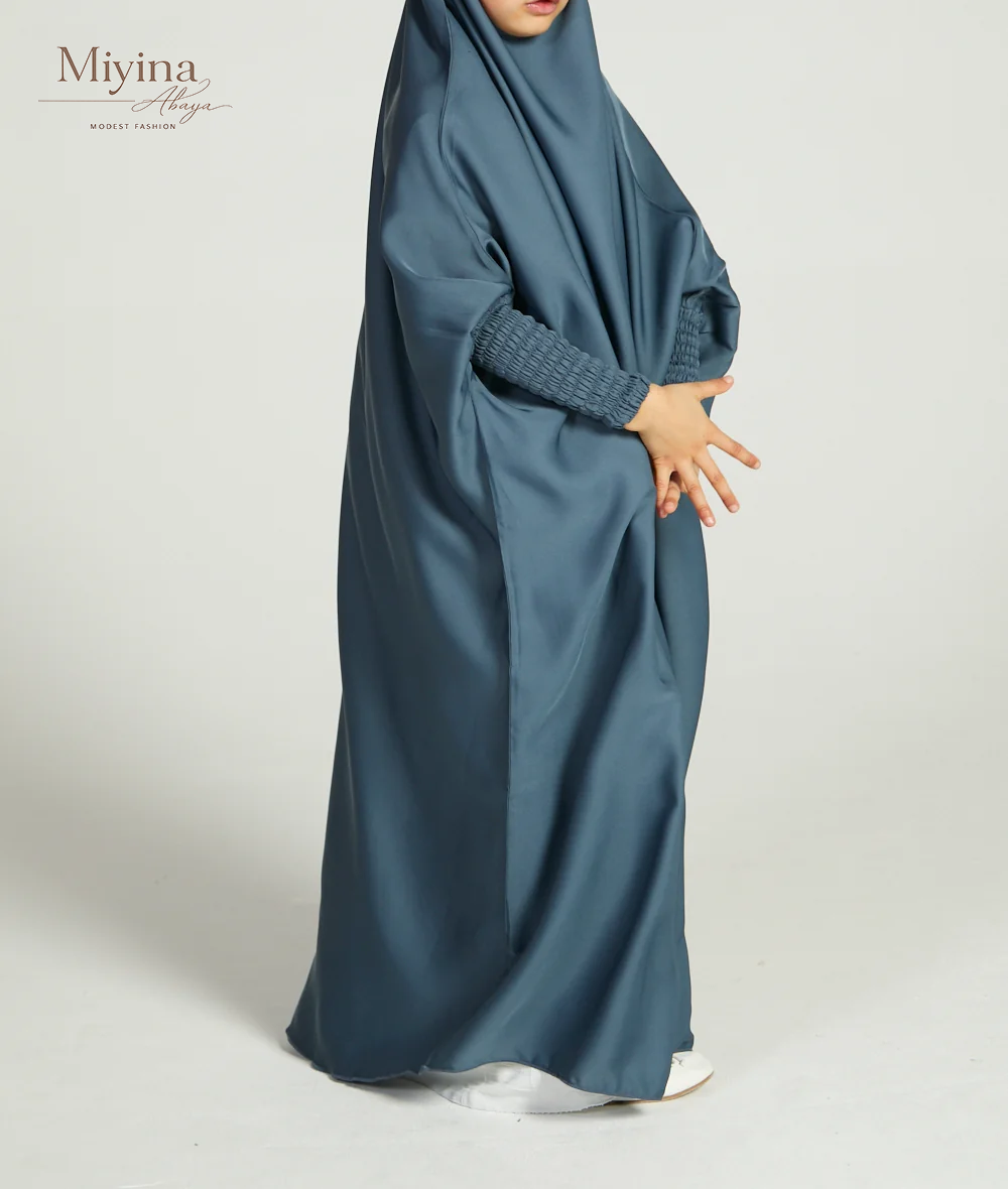 Miyina Wholesale Girls French Blue One-Piece Jilbab OEMODM Children Modest Wear Manufacturer Low MOQ-sku5