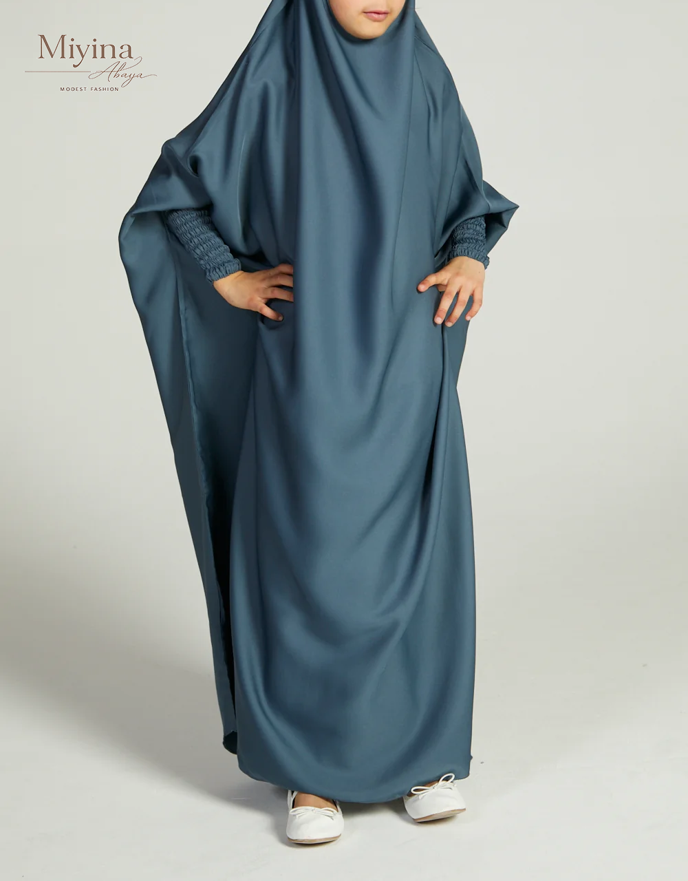 Miyina Wholesale Girls French Blue One-Piece Jilbab OEMODM Children Modest Wear Manufacturer Low MOQ-sku6
