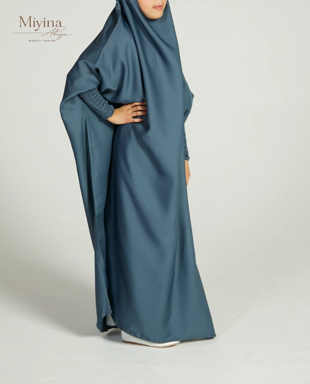 Miyina Wholesale Girls French Blue One-Piece Jilbab OEMODM Children Modest Wear Manufacturer Low MOQ-sku7