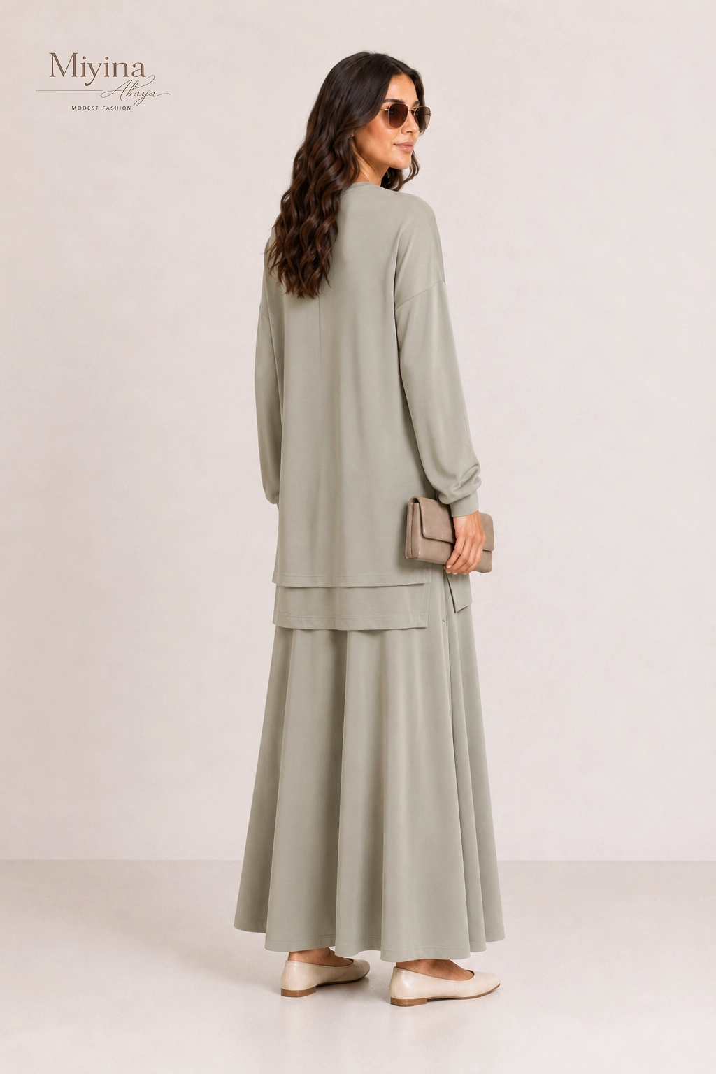 Miyina Wholesale Jersey Modal Skirt Sage Custom Soft Modal Skirts Muslim Manufacturer