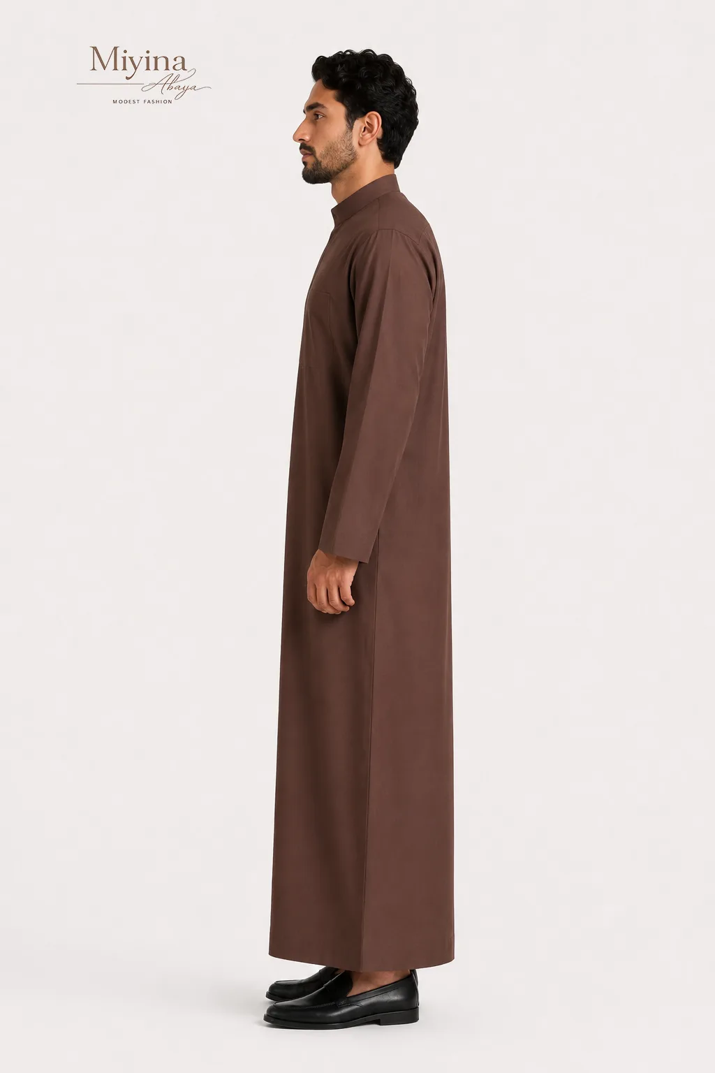 Miyina Wholesale RAKAN Coffee Brown Thobe Embodiment Of Grounded Strength And Quiet Dignity Manufacturer-sku2