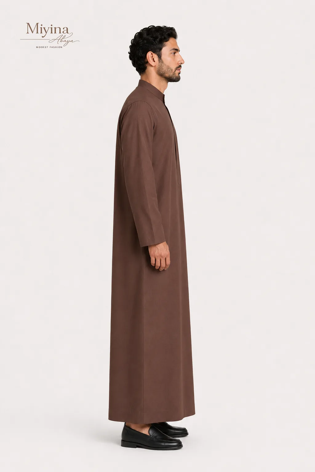 Miyina Wholesale RAKAN Coffee Brown Thobe Embodiment Of Grounded Strength And Quiet Dignity Manufacturer-sku3