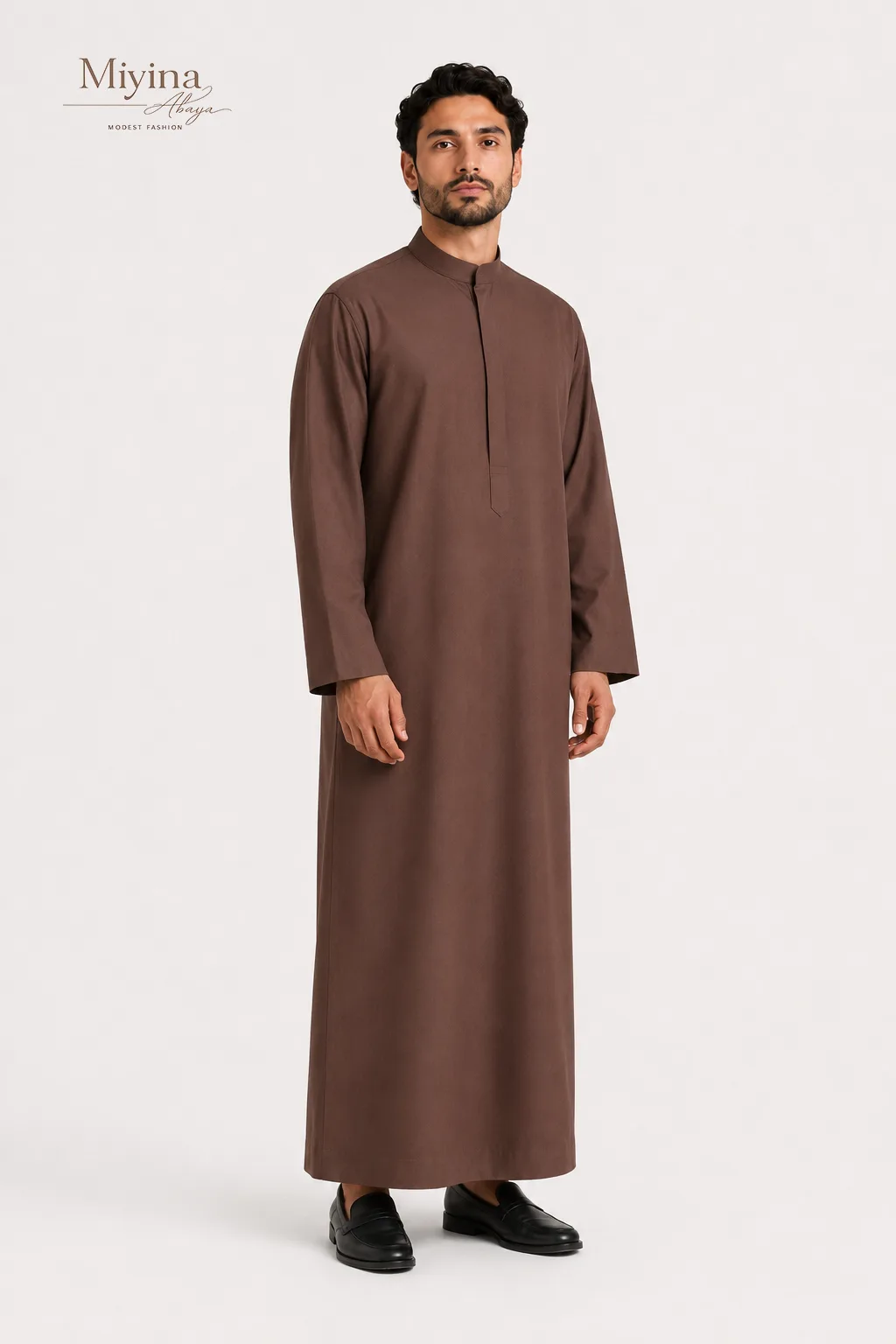 Miyina Wholesale RAKAN Coffee Brown Thobe Embodiment Of Grounded Strength And Quiet Dignity Manufacturer-sku5