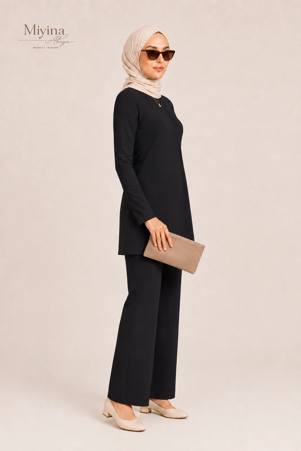 Miyina Wholesale Tailored Oversized Blazer Black Custom Structured Wrap-Front Design Muslim Manufacturer