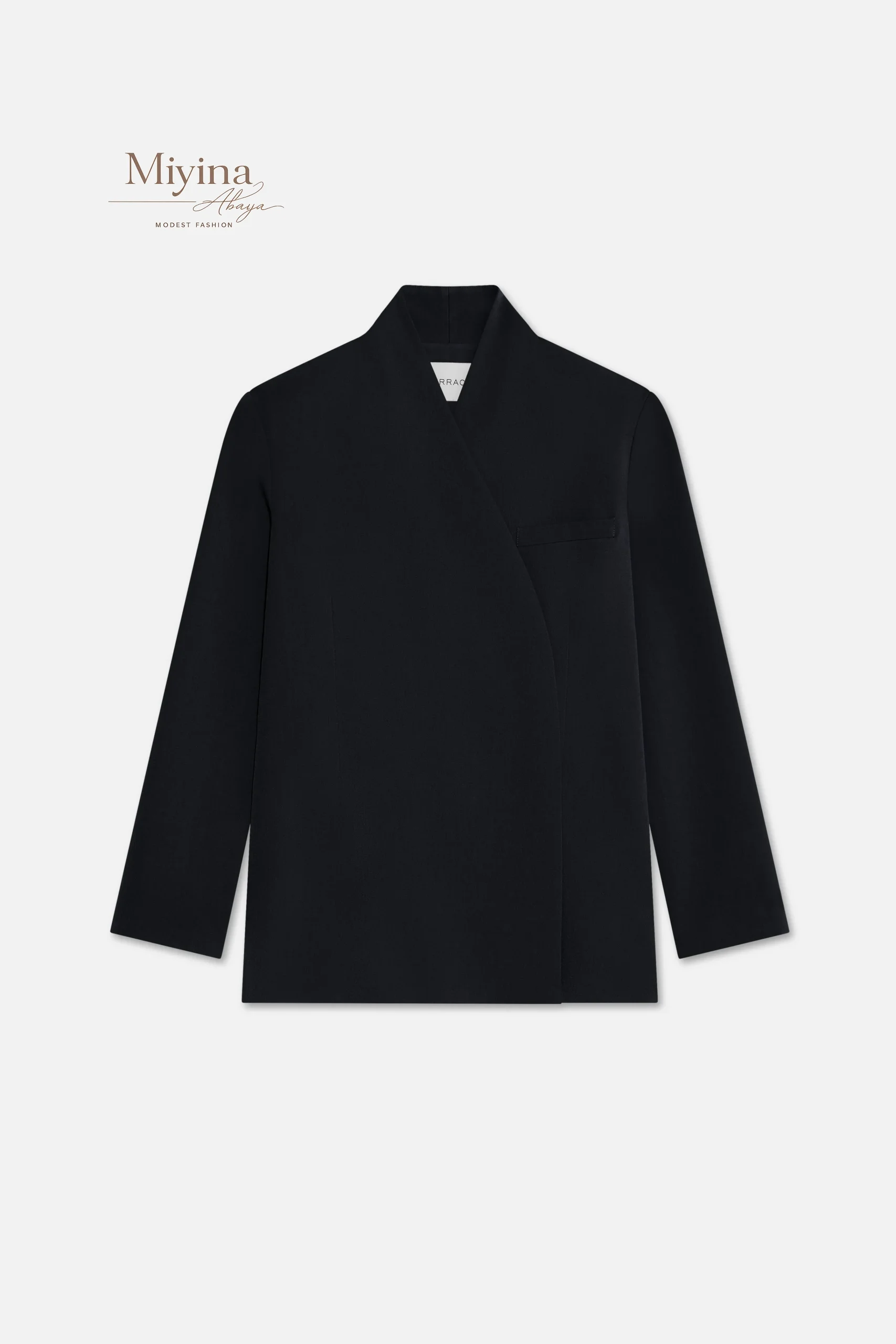 Miyina Wholesale Tailored Oversized Blazer Black Custom Structured Wrap-Front Design Muslim Manufacturer