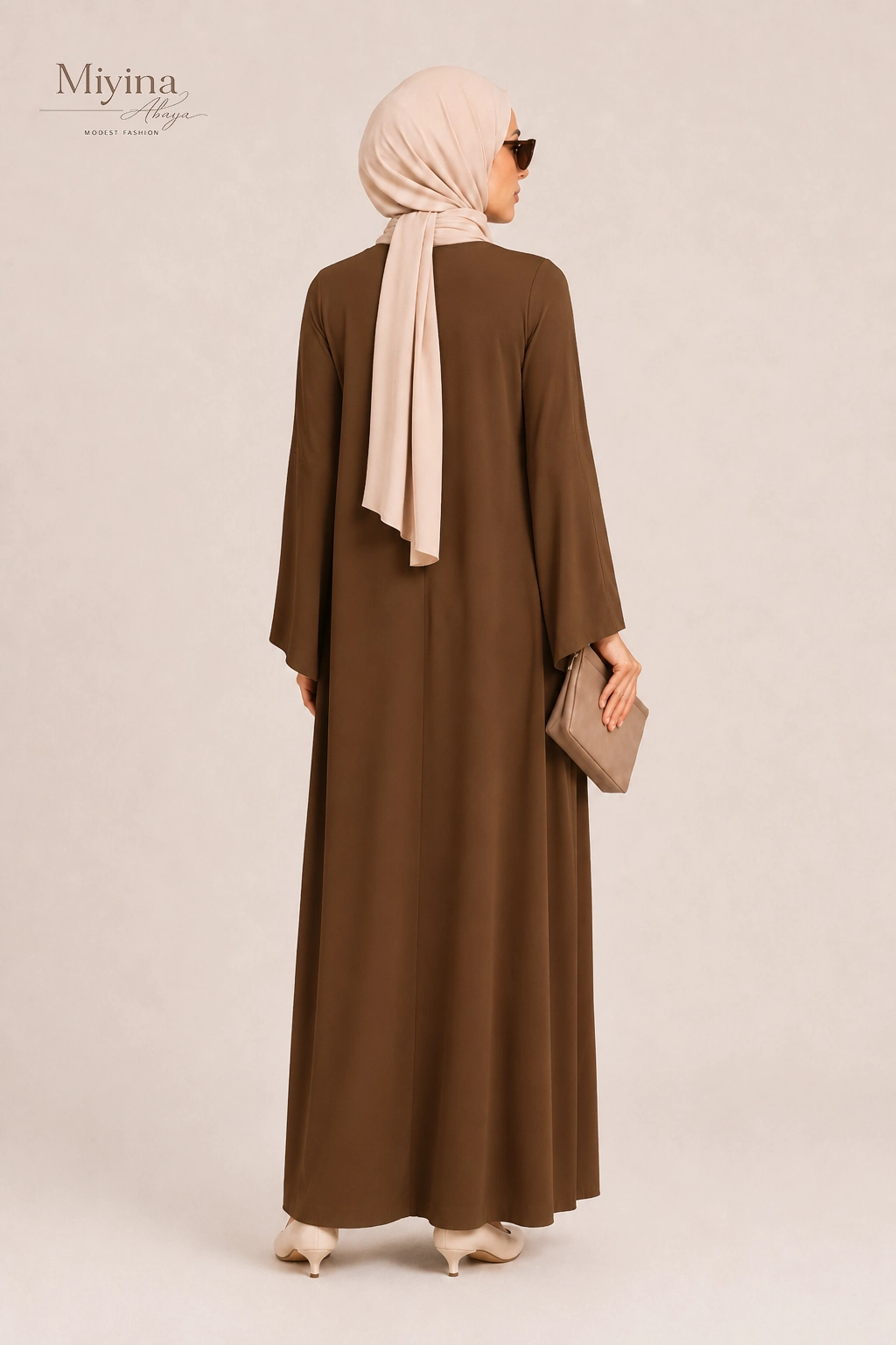 Miyina Wholesale Woven Abaya Short Dark Terra Custom Smooth Crepe Fabric Muslim Manufacturer